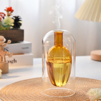 Diffuseur d'arômes en verre double couche au design unique Sishang 200 ml, bouteille décorative de luxe pour la maison, bâtonnets en rotin vides