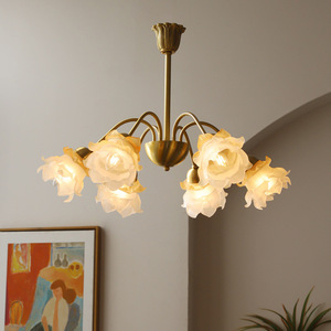 Beau lustre <span class=keywords><strong>Art</strong></span> <span class=keywords><strong>déco</strong></span> luxe <span class=keywords><strong>verre</strong></span> rose fleur LED éclairage suspendu pour chambre intérieur maison hôtel <span class=keywords><strong>plafonnier</strong></span> - Product Image 1