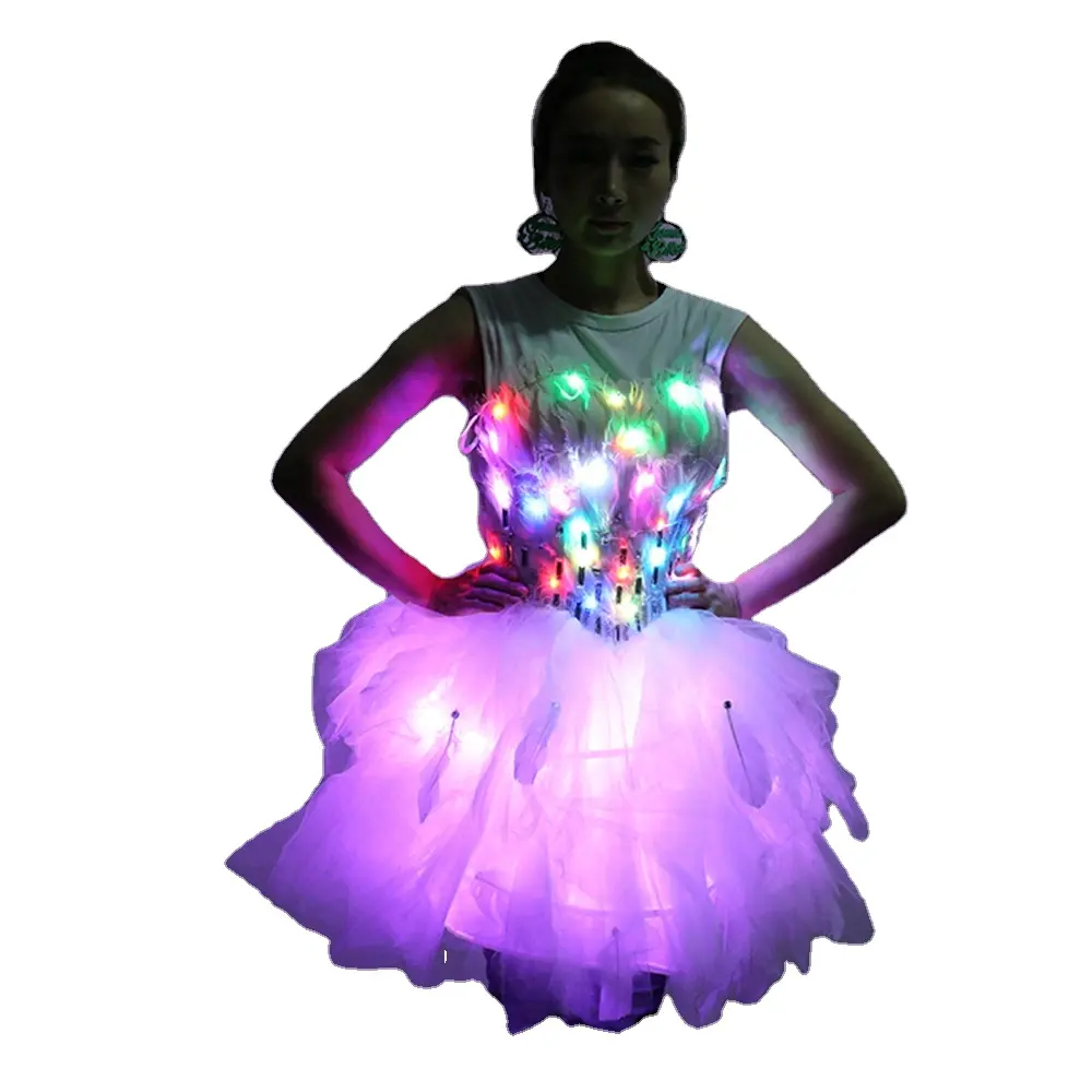 Luminous Clothes Ballroom Show Club Stage Dancer LED Ballet Dress Ballerine LED Wedding Suitチュチュドレスライトledダンス衣装