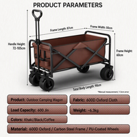 Chariot utilitaire pliable portable à quatre roues en tissu Oxford 600D respirant et peu encombrant pour les courses et les pique-niques en extérieur (OEM)