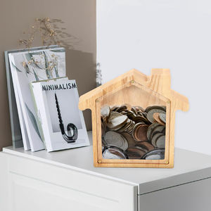 Hucha de madera natural, hucha, hucha de madera, hucha con dinero visible, hucha familiar. - Product Image 5