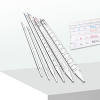 Pipette sérologique en plastique transparente jetable stérile pour transfert de liquides en laboratoire, 1 ml, 2 ml, 5 ml, 10 ml, 25 ml, 50 ml
