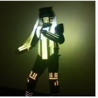 Костюм робота с RGB LED-подсветкой, футуристический светящийся механический костюм, светящийся наряд робота для выступлений в ночных клубах, на сцене, парадов и карнавалов