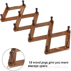 Estante de almacenamiento de madera para montar en la pared, extensible, 3 capas, perchero multiusos, organizador de llaveros, ajustable para uso doméstico - Product Image 4