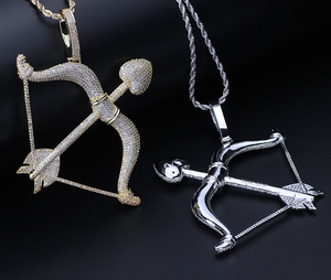 Pendentif en forme de flèche d'amour <span class=keywords><strong>Cupidon</strong></span>, design le plus récent, micro-zircon, bijoux en or, pendentif glacé pour la Saint-Valentin - Product Image 5