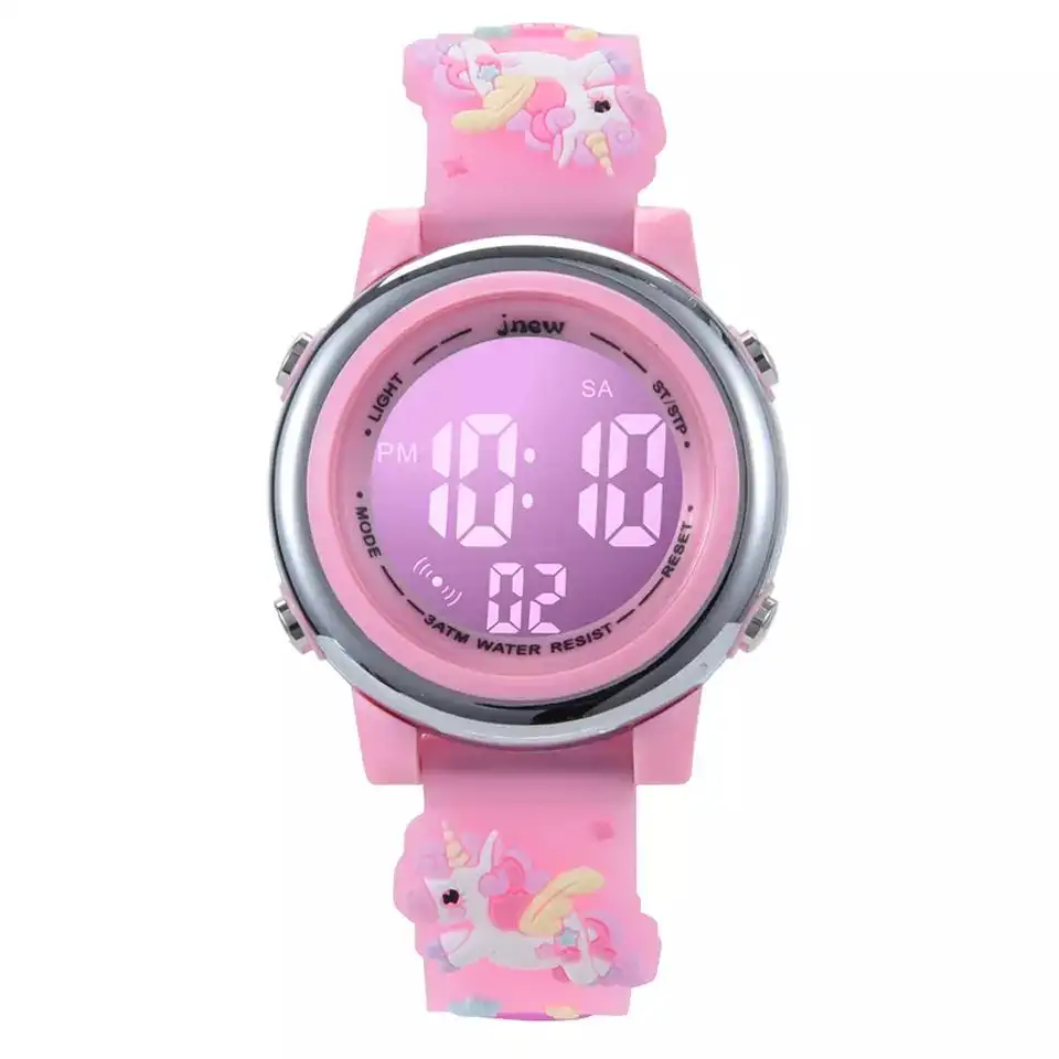 Hot sale Unicorn Pattern kids digital watch 3atm Water Resistant children watches cartoon for girls boys