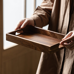 Guanlan Walnut Wood Rectangular <b>Tea</b> <b>Tray</b> Solid Wood <b>Tea</b> Serving <b>Tray</b> Elegant Design For <b>Tea</b> Set Storage - Product Image 3