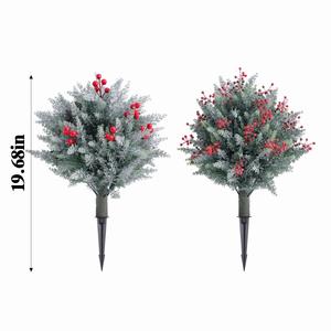 RUOPEI PZD-1-74 Großhandel Weihnachten Roter Kunststoff Realistischer UV-beständiger Künstlicher Strauch Baum Gras Bodenspieß für Außenbereich - Product Image 2
