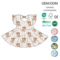 Robe d'été décontractée pour filles, motif personnage, manches volantées, nœud au dos, en bambou, coupe trapèze, longueur genou, mignonne