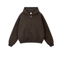 Sudaderas para hombre, estilo urbano, OEM, con logo bordado personalizado, sudadera con capucha y cremallera, de tejido grueso, oversize, con hombros caídos