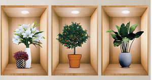 <span class=keywords><strong>D</strong></span>écoration Murale pour Maison, Stickers Muraux PVC Imperméables, Autocollant Mural Pot de Plante Artificielle 3D - Product Image 4