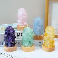 Lampe d'Ambiance USB en Gravier de Cristal Naturel pour Chambre à Coucher et Chevet - Emballage Individuel