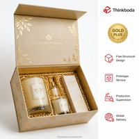 Set Kotak Hadiah Logam Emas Kustom Profesional dengan Penutup Magnetik, Botol Kaca 750ml untuk Kemasan Minuman Keras, Tahun Baru 2027 Master