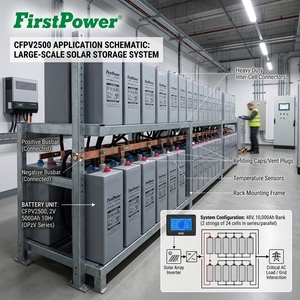 Batterie solaire FirstPower 2V 500Ah, cellules solaires au plomb-acide scellées, utilisée pour les alarmes incendie, les dispositifs de sécurité et les instruments électroniques. - Product Image 6