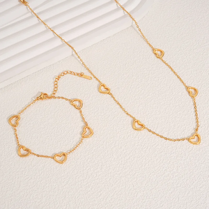 Pulsera de Acero de Alta Calidad para Mujer, Conjunto de Collar de Acero Inoxidable Simple, No se Destiñe, Joyería Ligera y Duradera - Product Image 4