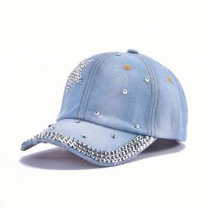 Gorras de Béisbol de 6 Paneles al por Mayor, Ecológicas, Promocionales, Unisex, de Tela Común con Diseño de Imagen, con Pedrería Brillante y Metal - Product Image 6