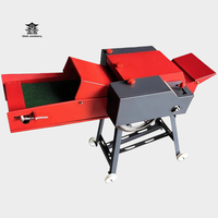 Machine à couper le fourrage automatique 3-en-1 robuste pour fourrage sec/humide, hacheuse de herbe en fer rouge pour l'alimentation des poulets