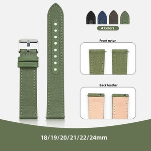 Nuevo estilo 2 en 1 cuero con correa de reloj de nailon 18mm 20mm 22mm 24mm <span class=keywords><strong>para</strong></span> Samsung <span class=keywords><strong>para</strong></span> <span class=keywords><strong>Seiko</strong></span> reemplazar correa de reloj - Product Image 2