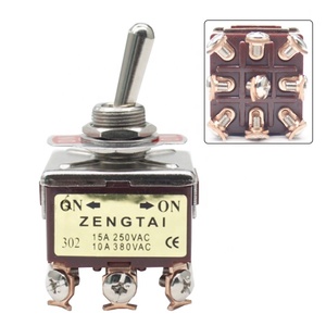 Interruptor de Palanca <span class=keywords><strong>Mini</strong></span> de Latón de 9 Pines y 2 Posiciones ZengTai 302 para Automóvil - Product Image 1