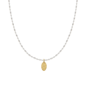 Women's Fashionable Anniversary Mini <b>Charm</b> Coin Pendant Claw Setting 18K Gold Plated Stainless Steel Bamboo Chain Vintage Flower - Product Image 3