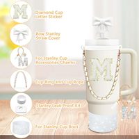 Kit d'accessoires pour gobelet de 40 oz : Gobelet isotherme de 40 oz avec poignée, embout de paille, couvercle, base de protection, bouchon anti-déversement, breloque de poignée, autocollant (sans gobelet)