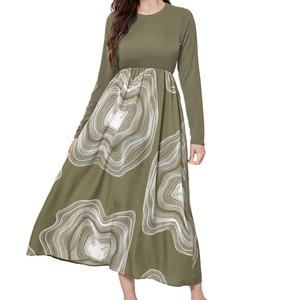 Vestidos de punto con estampado floral de manga larga, cintura alta y corte amplio, de alta calidad, OEM personalizados, novedad otoño-invierno, venta al por mayor - Product Image 3