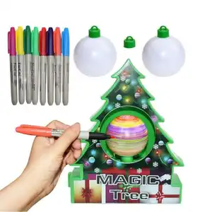Diy Kerstboom Automatische Roterende Schilderij Decoratie Tekenmachine Set Kinderen Elektrisch Speelgoed Voor Kinderen Kerstcadeau