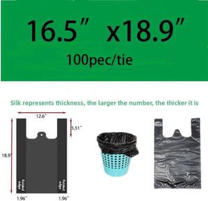 ถุงขยะดำ HDPE รีไซเคิลได้ ราคาโรงงาน สำหรับใช้ในครัวเรือน / ถุงใส่ขยะแบบมีหูหิ้ว ทรงเสื้อยืด พิมพ์เฟล็กโซ - Product Image 3
