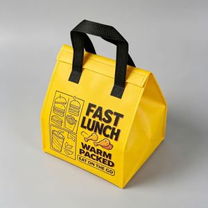 Sac de livraison alimentaire isotherme personnalisé en PP non tissé, imperméable et laminé, pour la livraison rapide de repas à emporter et l'emballage de déjeuners. - Product Image 5