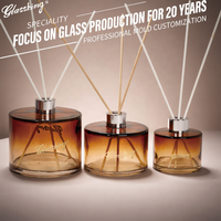 Botol Kaca Reed Diffuser Bulat Ukuran Kustom Pabrik 50ml-400ml Wadah Kaca Pewangi Rumah Premium Logo Kustom