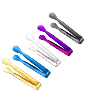 Factory Direct Food Grade Metal Sugar Bread Tongs Mini Stainless Steel Ice Tong With Logo