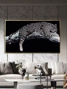 Art mural en porcelaine et verre avec diamants brillants, motif <span class=keywords><strong>panthère</strong></span> noire, design Art Déco - Product Image 5