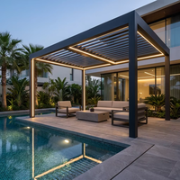 Pergola de luxe en aluminium thermolaqué avec toit à lames orientables, abri extérieur résistant à l'eau pour jardin