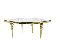 Table de luxe en acier inoxydable lune demi-ronde hôtel événement Serpentine table de mariage table en forme de s doré