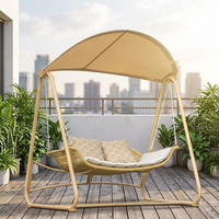 Balançoire de jardin moderne et contemporaine en rotin PE 2 places avec auvent pour villa et mobilier d'extérieur