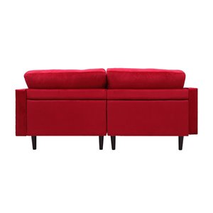 أريكة كنب قطيفة حمراء 3 مقاعد أريكة Kd مع أرجل خشبية مستديرة - Product Image 5