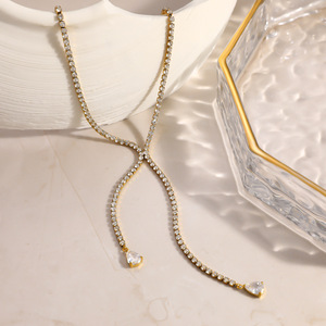 Collar SUMMLY Trendy Layer Star Drop, Chapado en Oro <span class=keywords><strong>de</strong></span> 18K, Acero Inoxidable, con Zirconia en Forma <span class=keywords><strong>de</strong></span> Lágrima, Cadena Apilable para Fiestas, Joyería <span class=keywords><strong>de</strong></span> Moda - Product Image 3