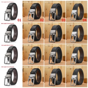 DDA727メンズカジュアル両面リバーシブルレザーベルト回転可能バックル付き男性本革ベルト - Product Image 6