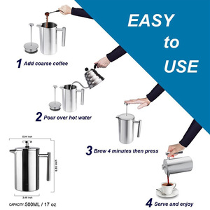 กาต้มชาแบบโมเดิร์นสั่งทำได้ พร้อมที่กรอง<span class=keywords><strong>ชา</strong></span>แบบมือและตัวกด ทำจากสแตนเลสสองชั้น ใช้ชงกาแฟแบบ<span class=keywords><strong>เฟ</strong></span><span class=keywords><strong>รน</strong></span>ช์เพรส - Product Image 4