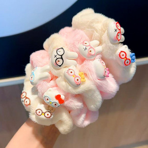 ربطة شعر ناعمة ولطيفة مصنوعة يدويًا على شكل نظارات أرنب أو قطة أو أمعاء كبيرة، إكسسوارات شعر كرتونية، عصابة رأس نسائية - Product Image 3