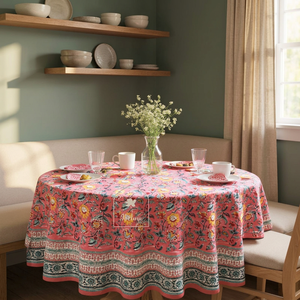 Indian Handmade Luxury Block Print Cotton Floral Dinner <b>Tablecloth</b> Eco-Friendly Waterproof Factory Price - Product Image 2