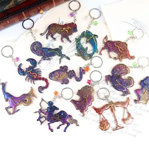 12 Constellations DIY Resin Jewelry Molds Silicone With Key for Keychain Necklace Pendant Earrings Plaster Crayons Clay Crafts