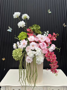 Arreglo Floral Personalizado Rosa y Verde para Boda, Bola de Flores Artificiales de Hortensias Verdes y Orquídeas Rosas para Decoración de Fiestas - Product Image 3