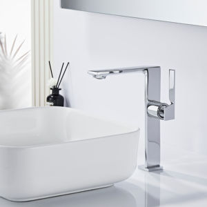 Grifo de Lavabo de Latón de Lujo Moderno y Duradero, Mezclador de Cerámica con una Sola Manija, Montado en la Cubierta, para Baño, Agua Fría/Caliente - Product Image 4