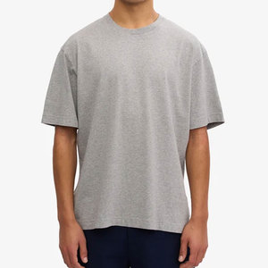 T-shirt en coton surdimensionné pour homme, col rond, manches courtes, couleur unie, teinture unie, vente chaude, design vierge personnalisable - Product Image 1