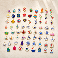 Pendentifs Breloques Vintage en Cuivre Émaillé Coloré Plaqué Or, Vente en Gros, Motifs Mignons Poisson, Champignon, Bottes de Cowboy, Cœurs, pour Colliers DIY