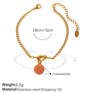 Pulsera de moda con nudo y dije de letra, chapada en oro de 18 quilates, de acero inoxidable para mujer - Product Image 5