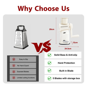 Wholesale 5 in 1 Kitchen Gadget Rotary Cheese Grater Slicer Multifunctional Manual Slicer <strong>Vegetable</strong> <strong>Shredder</strong> - Product Image 5