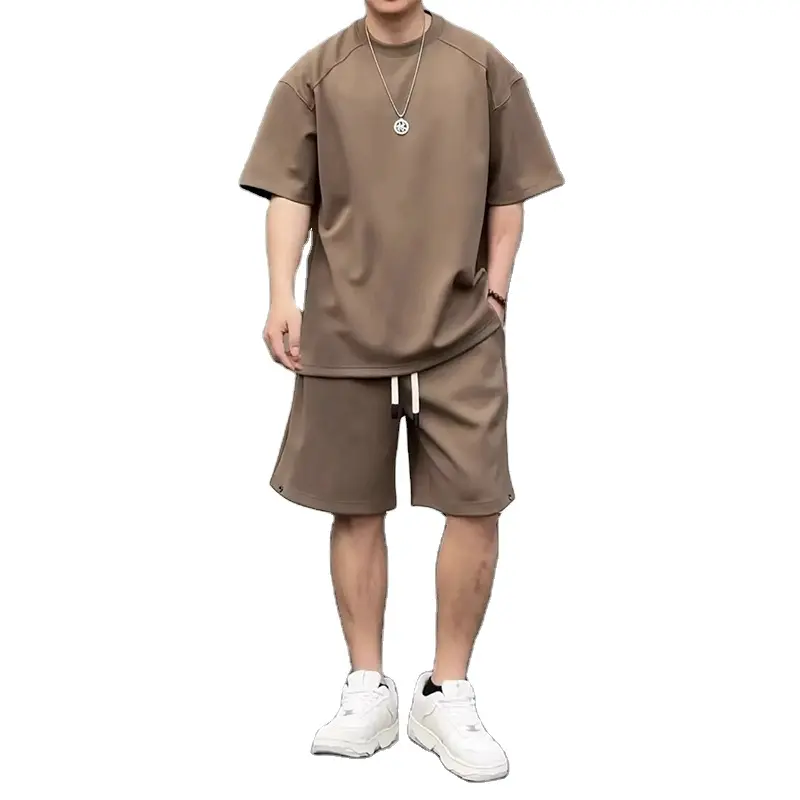 Stile personalizzato tuta da uomo pantaloncini di cotone abbigliamento sportivo palestra estate oversize pantaloncini 2 pezzi e t Shirt Set per gli uomini