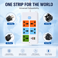 Regleta de alimentación universal profesional de 4 tomas con 1 puerto USB-C, 2 puertos USB-A, 10A, 2500W, interruptor maestro, centro de alimentación, color blanco